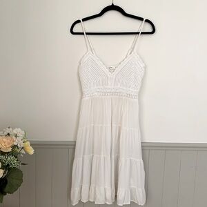 White Crochet Mini Dress
